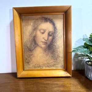 Vintage Head Of Christ By Leonardo Da Vinci Wall Art Print Framed Picture 1939